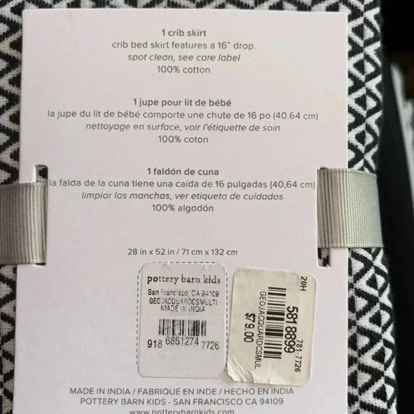 Modern Geo Jacquard Crib Skirt NEW - by Pottery Barn Baby -100% Cotton - Picture 4 of 6